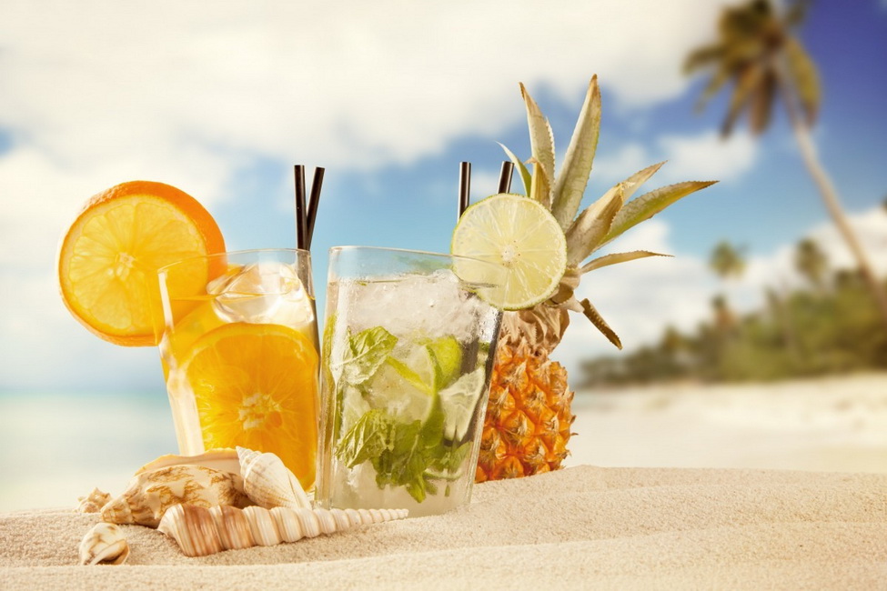 beach drinks wallpaper New beach drink tropical fruit beach shells cocktails sand palm