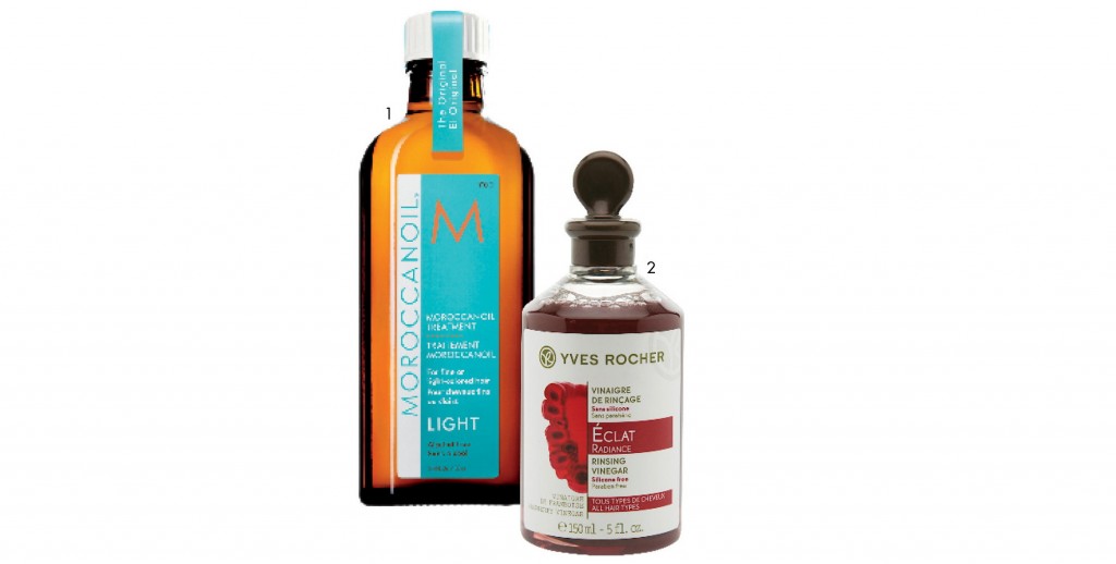 7. Moroccanoil Treatment Light, dầu dưỡng tóc thích hợp cho tóc mỏng hoặc nhuộm màu sáng. Giá: 866.000 VND 8. Yves Rocher Rinsing Vinegar, giấm xả massage giúp nâng cao độ bóng tự nhiên cho mái tóc. Giá: 329.000 VND