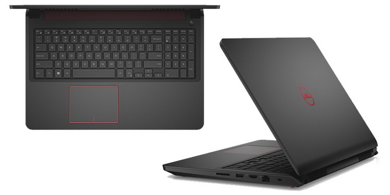 Inspiron 7559 mạnh mẽ với gam màu đen và viền đỏ.