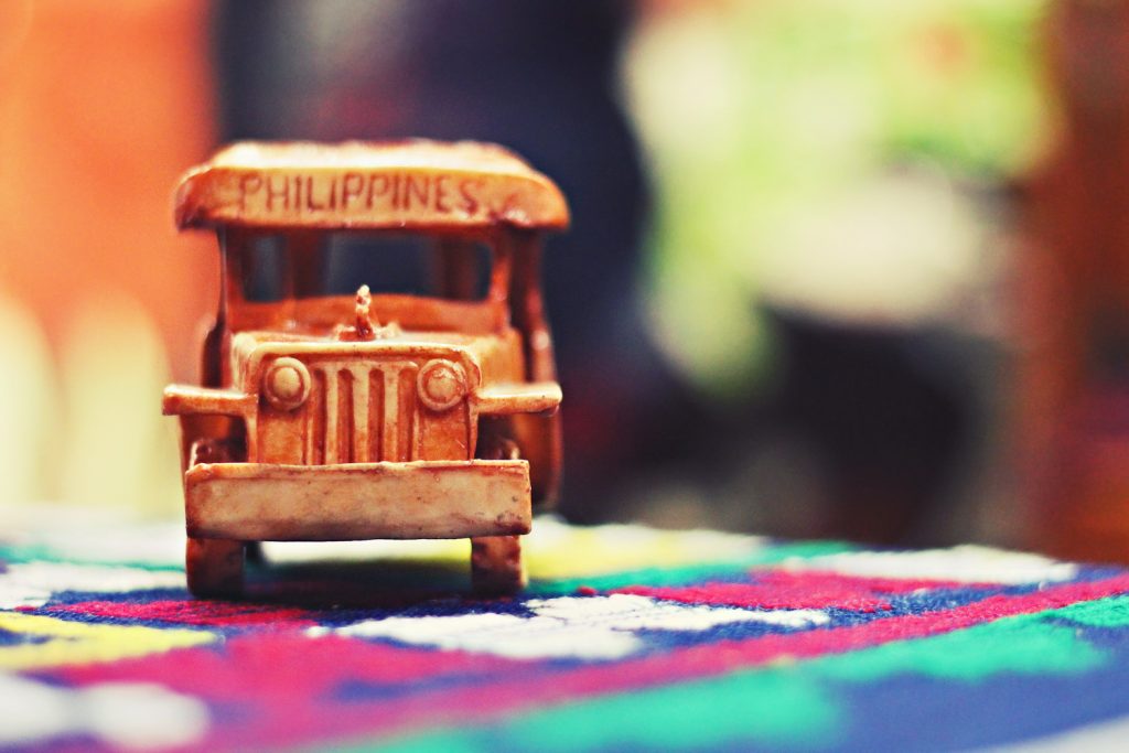 Mniature wooden Philippine Jeepney