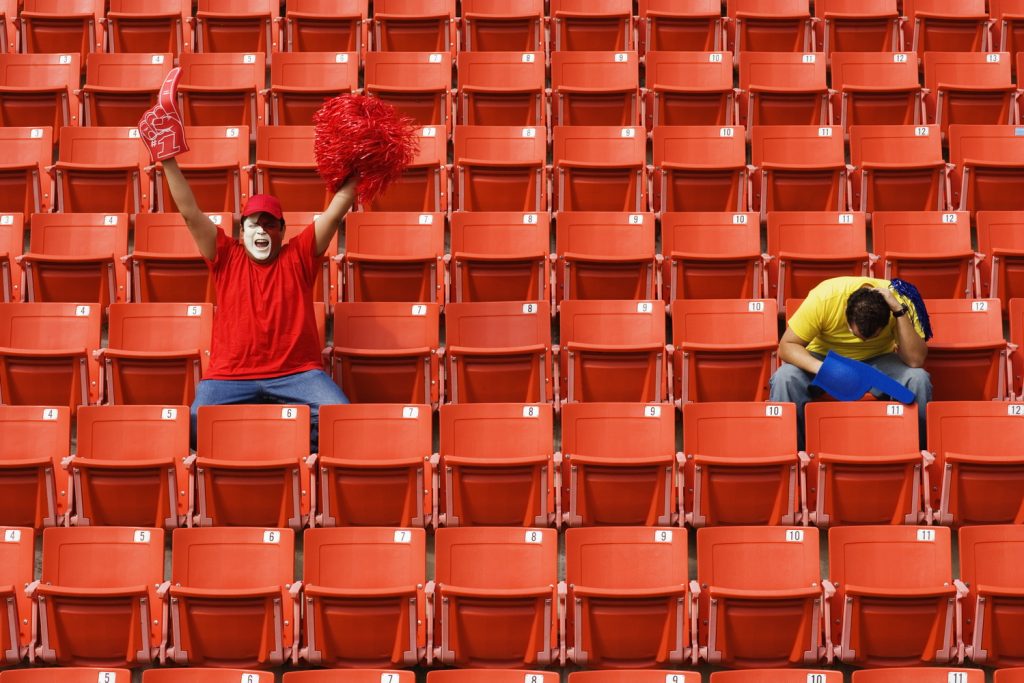 Two Sports Fans in Stadium