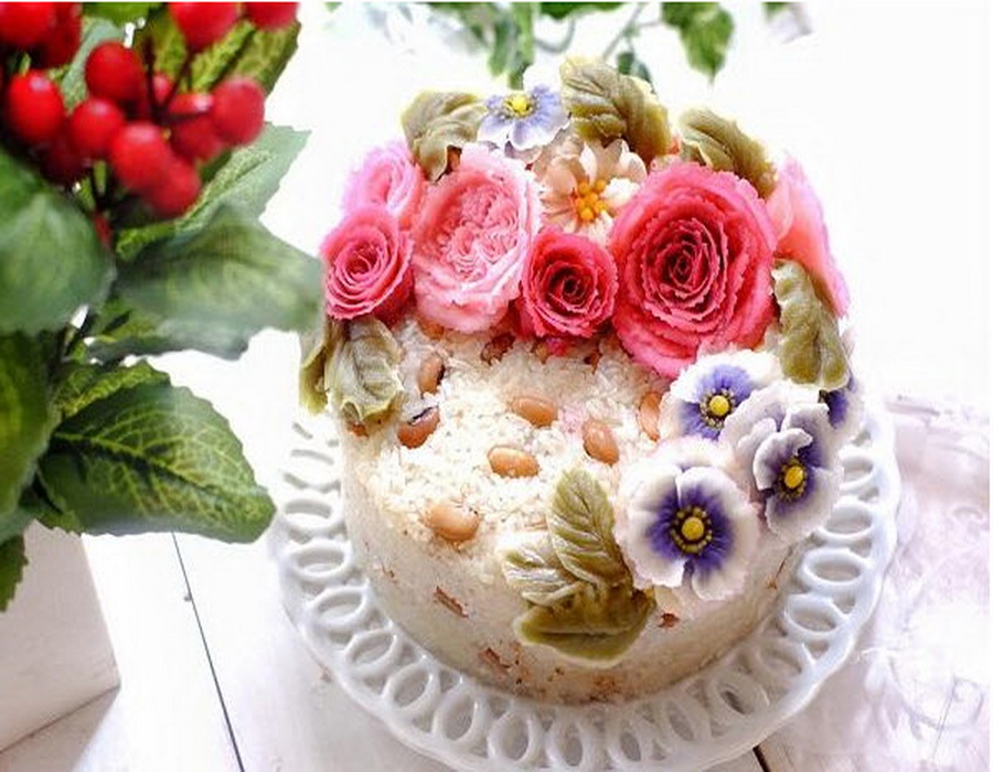 Hoa xôi đậu với tạo hình bánh tựa bánh gato ấn tượng
