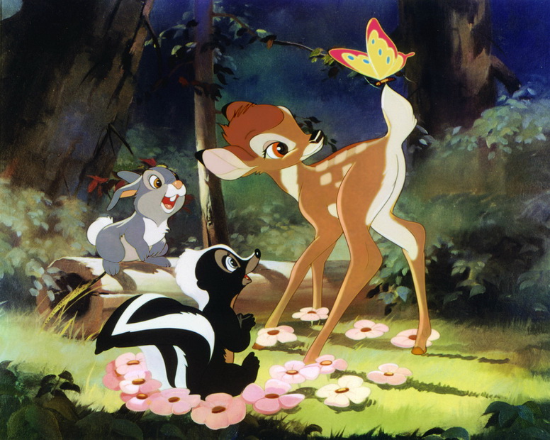 Bambi (1942) Directed by David Hand Shown from left: Thumper (voice: Peter Behn), Flower (voice: Stan Alexander), Bambi (voice: Donnie Dunagan)