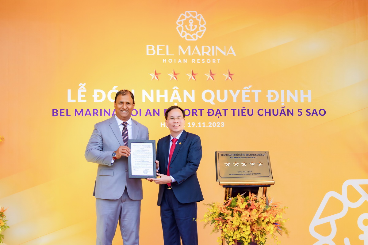 Bel Marina Hoi An Resort được công nhận cơ sở lưu trú chuẩn 5 sao