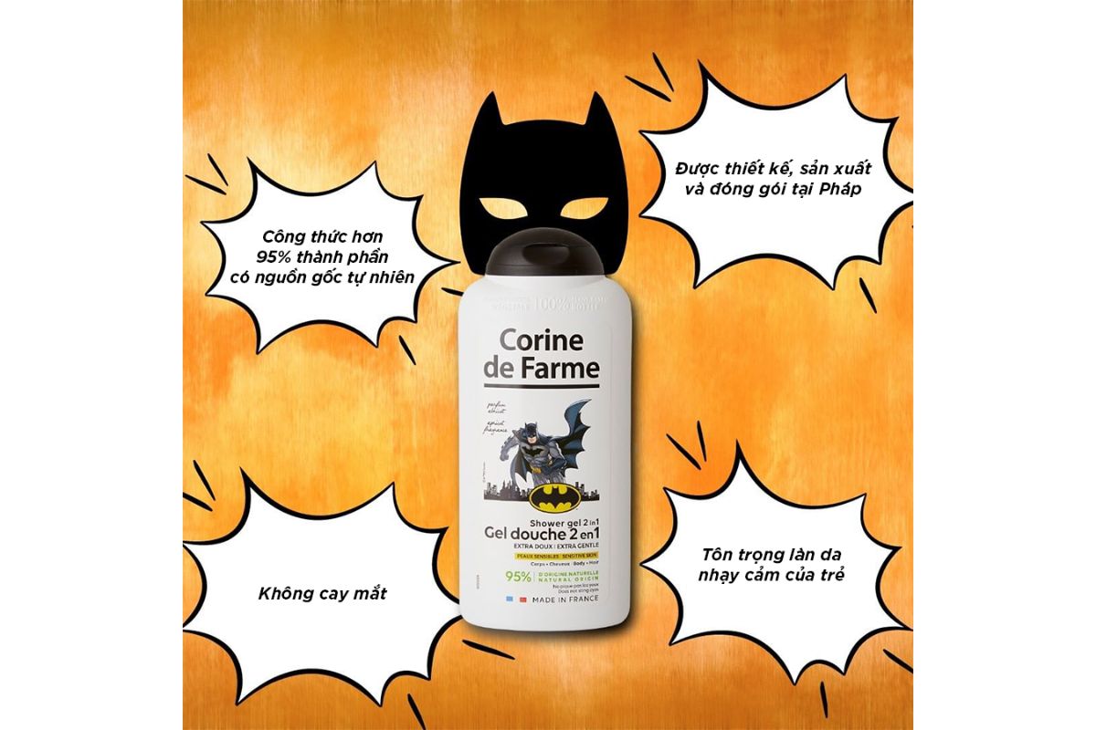 Hương thơm từ quả mơ trong gel tắm Batman sẽ mang đến những trải nghiệm thích thú và nuôi dưỡng làn da bé