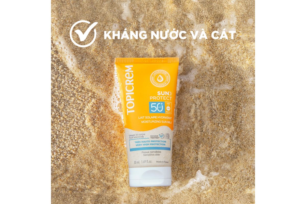 Topicrem Sun Protect Moisturizing Sun Milk có công nghệ kháng cát
