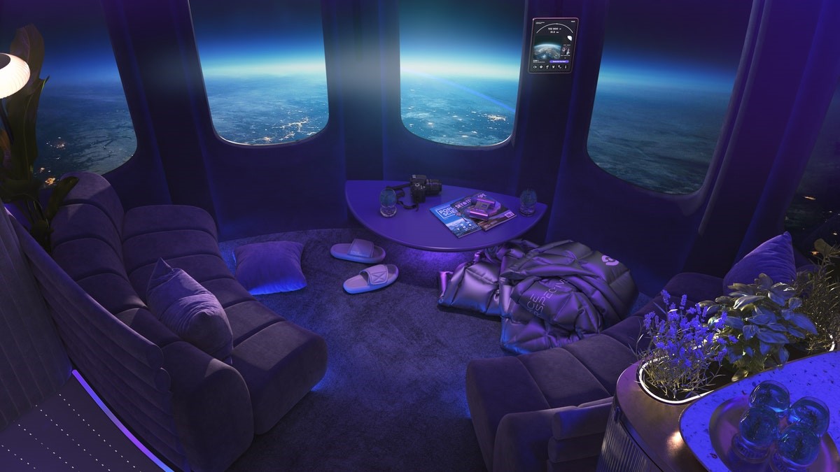 A rendering of Space Perspective’s “Space Lounge”, where a Michelin-starred dinner will be served aboard Spaceship Neptune in 2025. Photo: Space Perspective.
