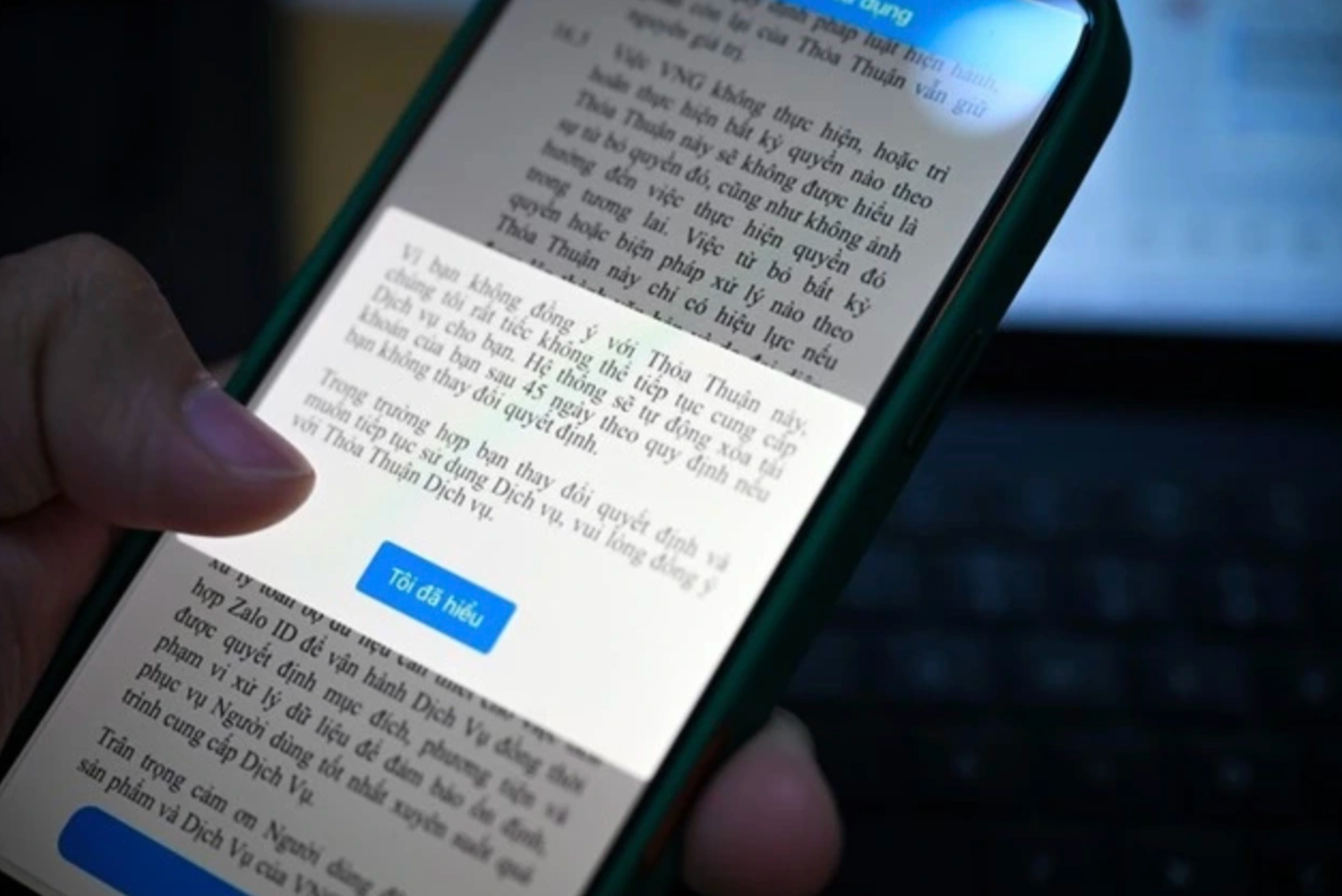 Zalo yêu cầu người dùng cập nhật điều khoản riêng tư