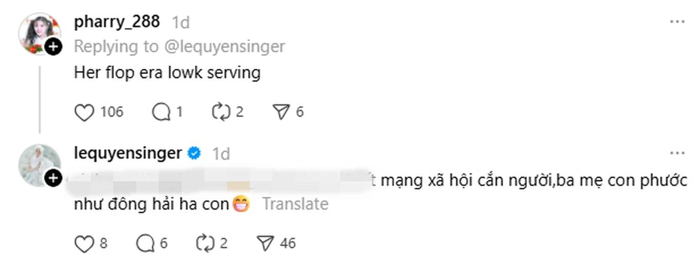 Tranh cãi xuất hiện sau một bình luận của tài khoản được cho là của Lệ Quyên