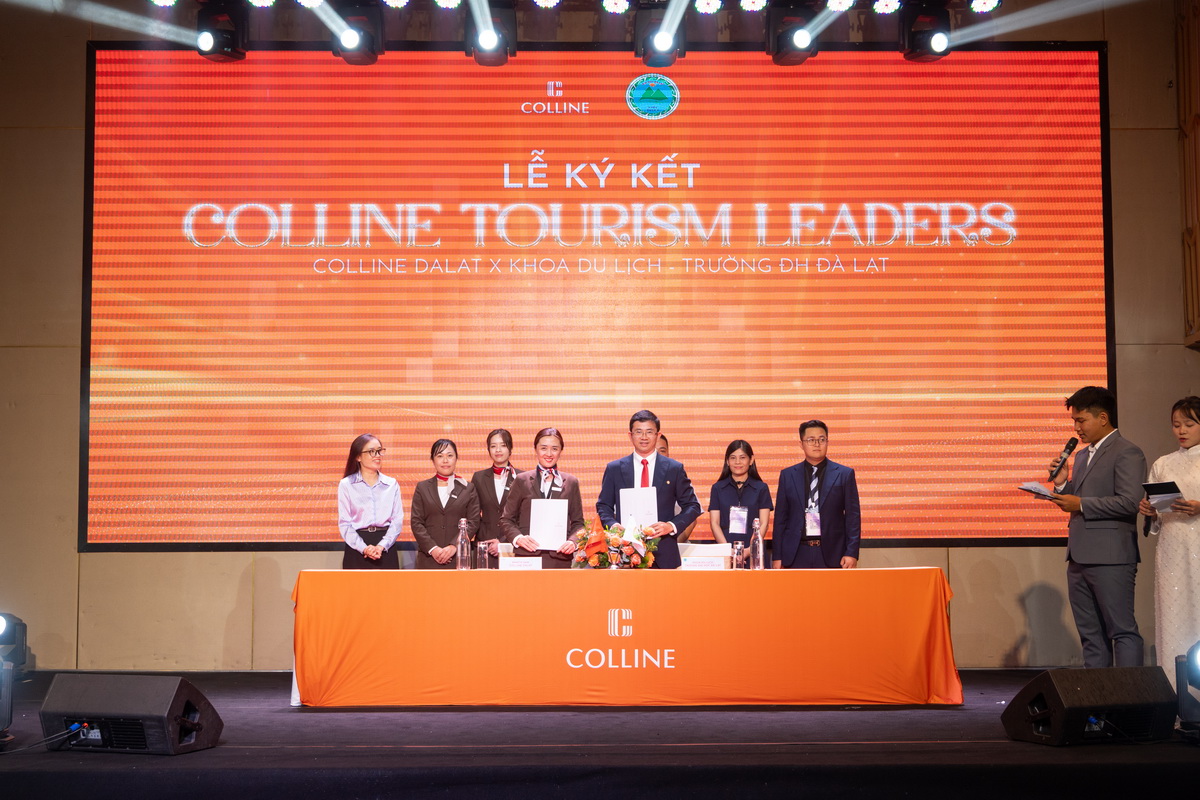 Đại diện Colline Dalat và Khoa Du lịch – Trường Đại học Đà Lạt tại lễ ký kết hợp tác đào tạo nguồn nhân lực ngành du lịch – khách sạn.