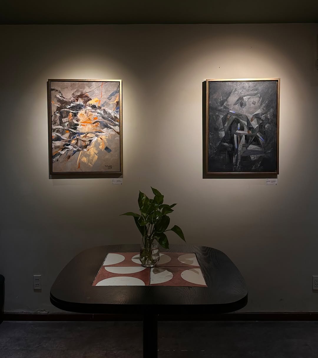 Shattered Rhythm” (left) and “Structure of Silence” by Trương Vũ Trung